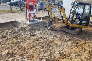 Parkplatz Vorbereitung Auskoffern